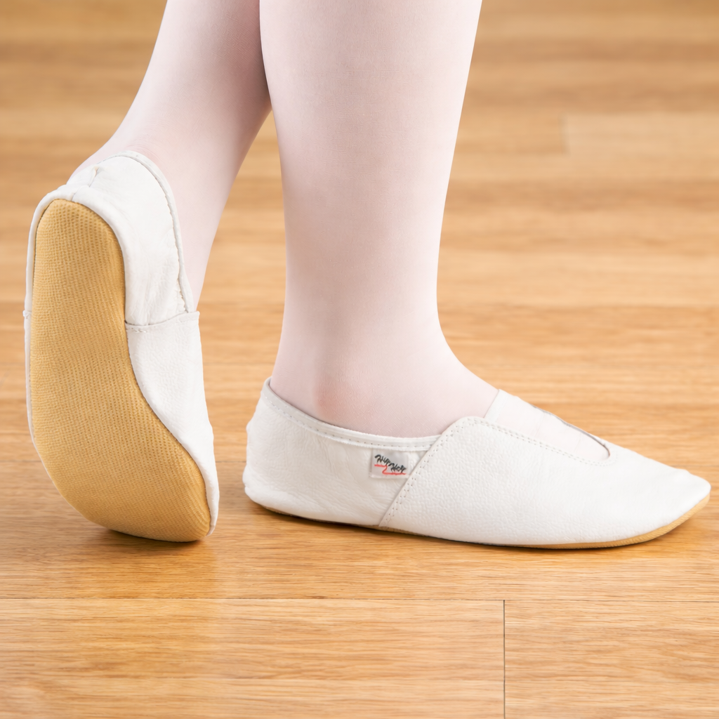 Gymnastiksko i læder – Sorte eller hvide indesko til sport, dans & idræt