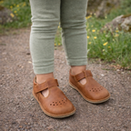 Børnesko i læder med barfodsfølelse – fleksible hjemmesko og sutsko til børn – brun -Lusti- fra slipsko