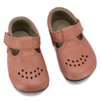 Børnesko i læder med barfodsfølelse – fleksible hjemmesko og sutsko til børn – ferskenfarvet - Lusti fra slipsko