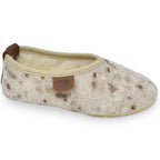 Ballerina hjemmesko til børn i filt og fåreuld – gummisål – beige/brun | Põnni - fra slipsko