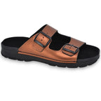 Dame sundhedssandal i ægte læder – Komfortabel og klassisk – Bronze – Meeliku 1 - fra slipsko