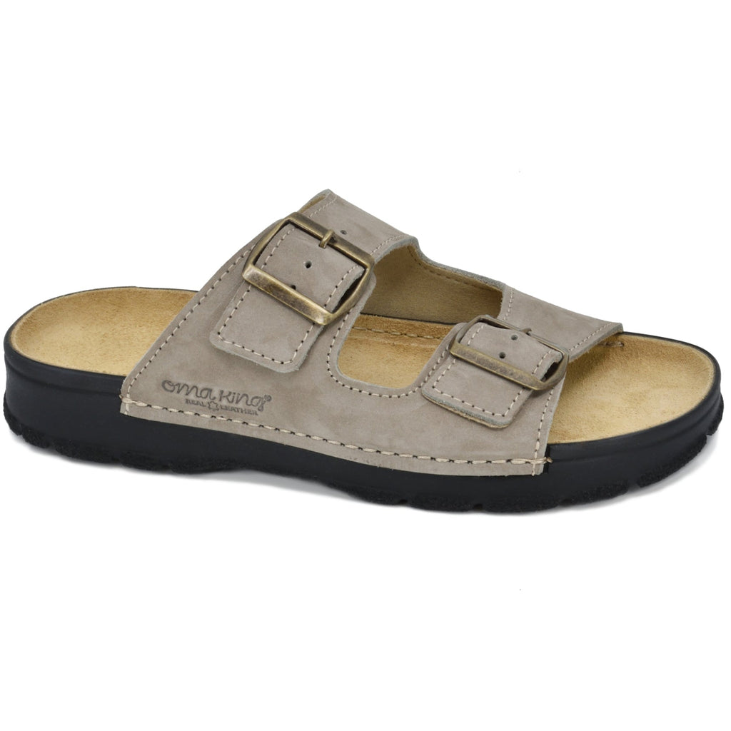 Dame sundhedssandal i ægte læder – Komfortabel og klassisk – Grå/Beige – Meeliku 2 - fra slipsko