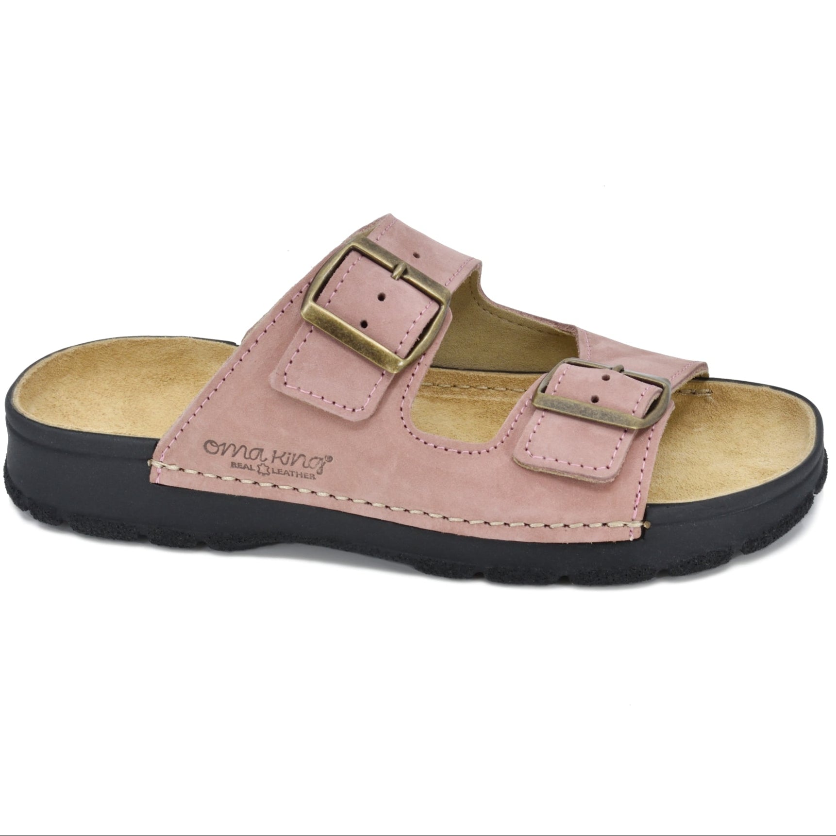 Dame sundhedssandal i ægte læder – Komfortabel og klassisk – Lyserød  – Meeliku 1 - fra slipsko