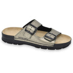 Dame sundhedssandal i ægte læder – Komfortabel og klassisk – Metallic – Meeliku - slipsko 1