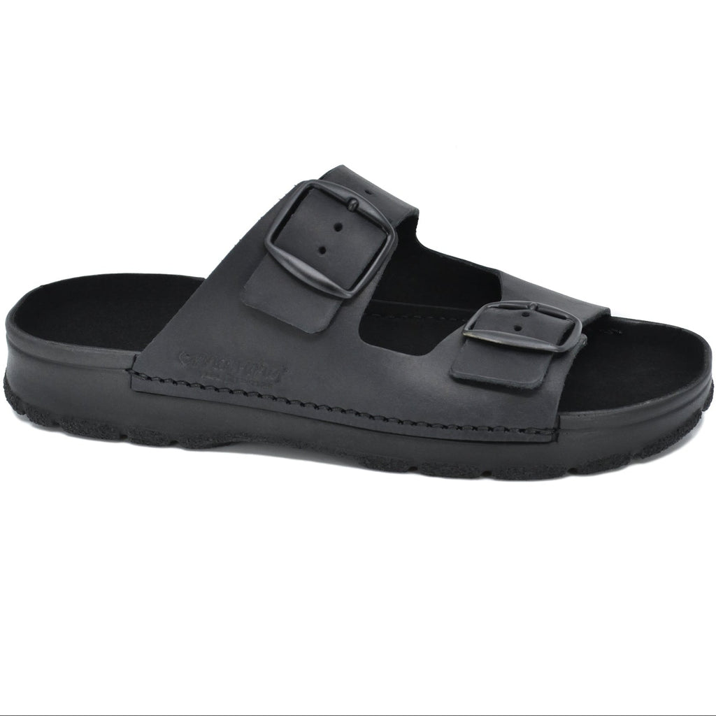 Dame sundhedssandal i ægte læder – Komfortabel og klassisk – Sort – Meeliku 1- fra slipsko