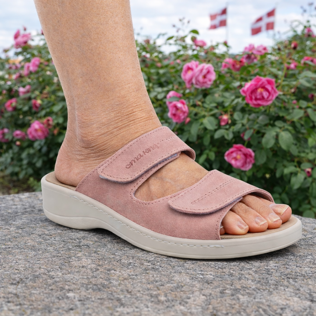 Ergonomiske Damesandaler – Lyserød - Omaking - Komfort -senior- slipsko