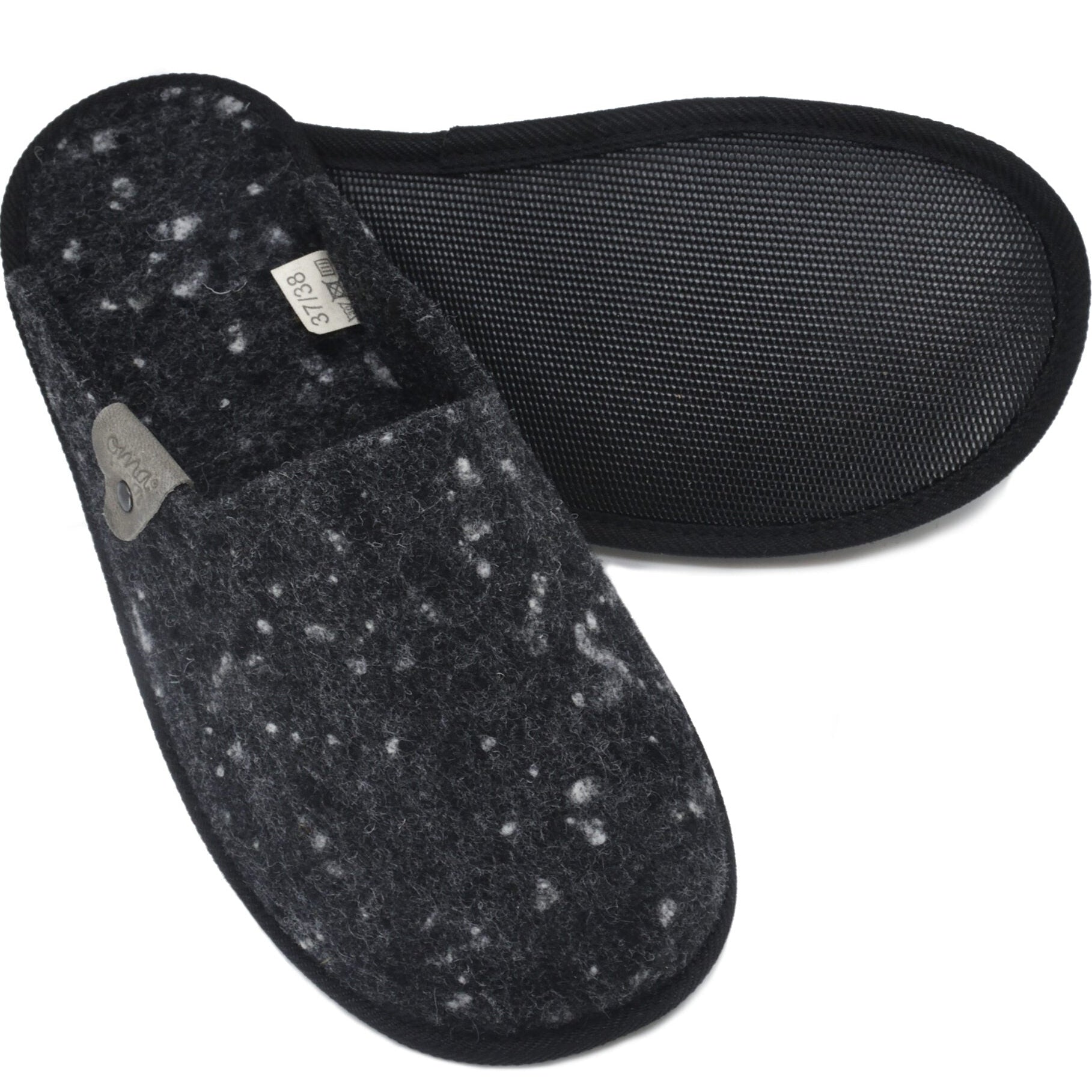 Natural felt slippers Pelsi - Dark grey
