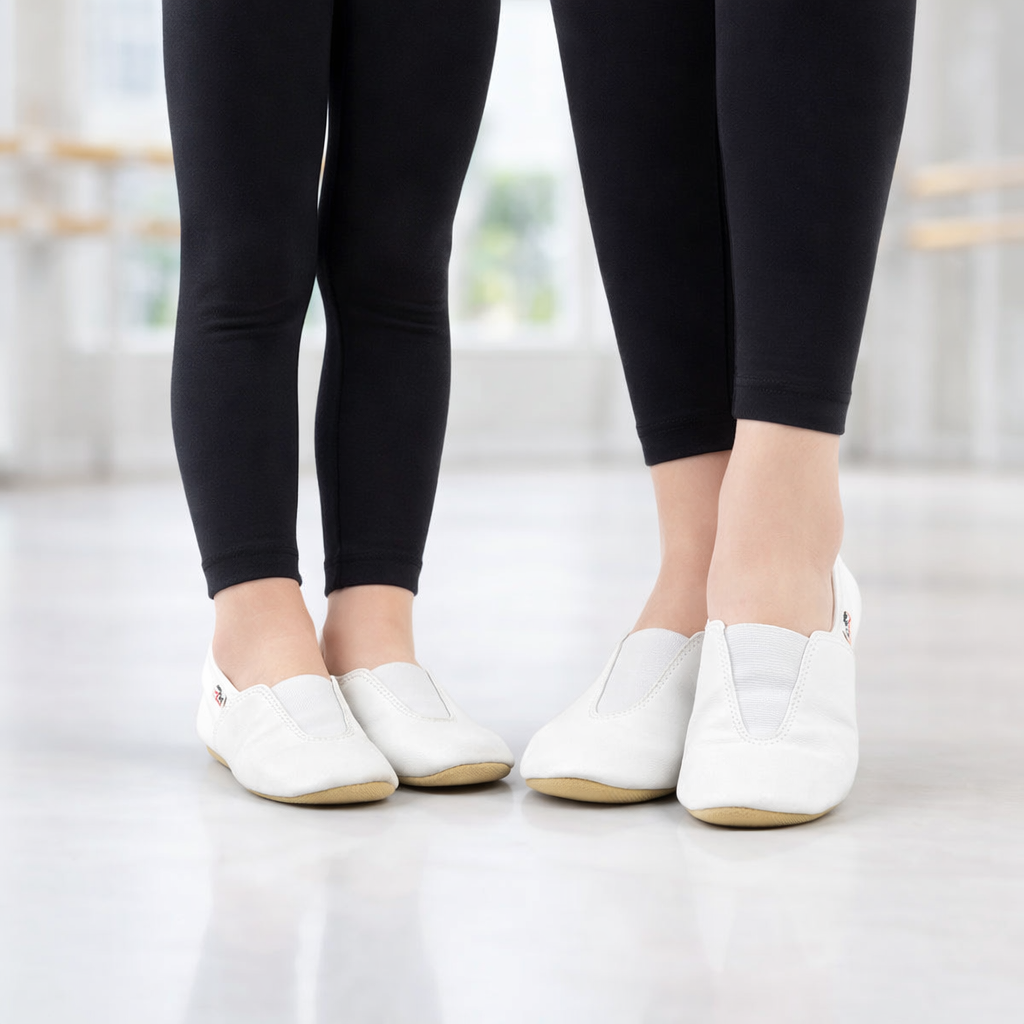 Gymnastiksko i læder – Skridsikre hvide indesko | Hip-Hop