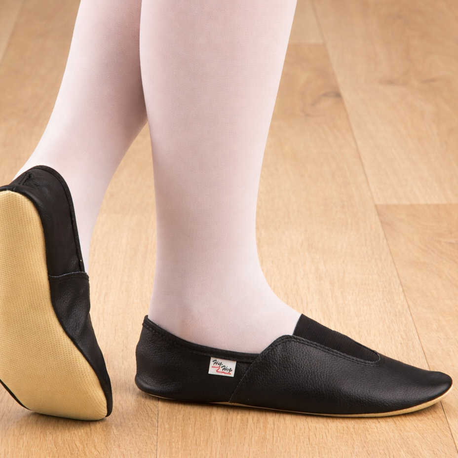 Gymnastiksko i læder – Skridsikre sorte indesko | Hip-Hop