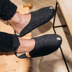 Hjemmesko i lammeuldsfilt med svangstøtte – Komfortabel og varm – Mørkegrå – TOKU Brussels