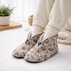 Trolla filthjemmesko i uld – Blomstermønster- beige/brun