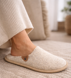 Klassisk slip-in hjemmesko i naturlig filt – Beige- Pelsi