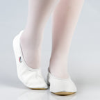 Leather Gymnastics Slippers With Rubber Ridge and Sole - White