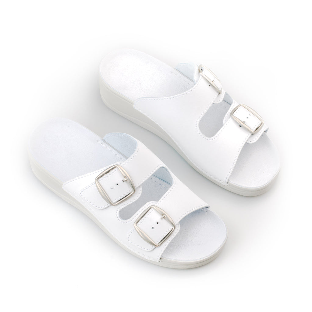 Anne Healed Sandals - White