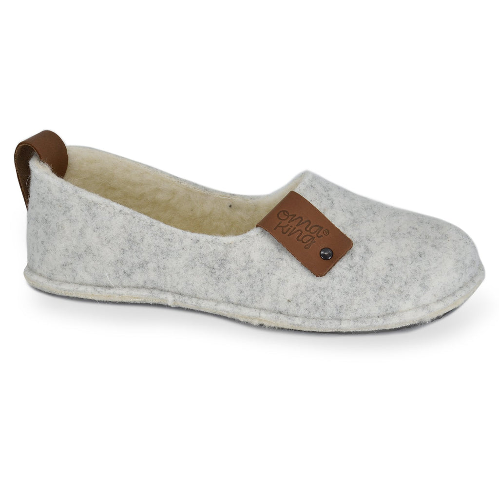 Natural felt and lambswool slippers Toku - White