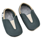 Punsa Kids Barefoot Slippers - Upcycled Leather, Dark Green