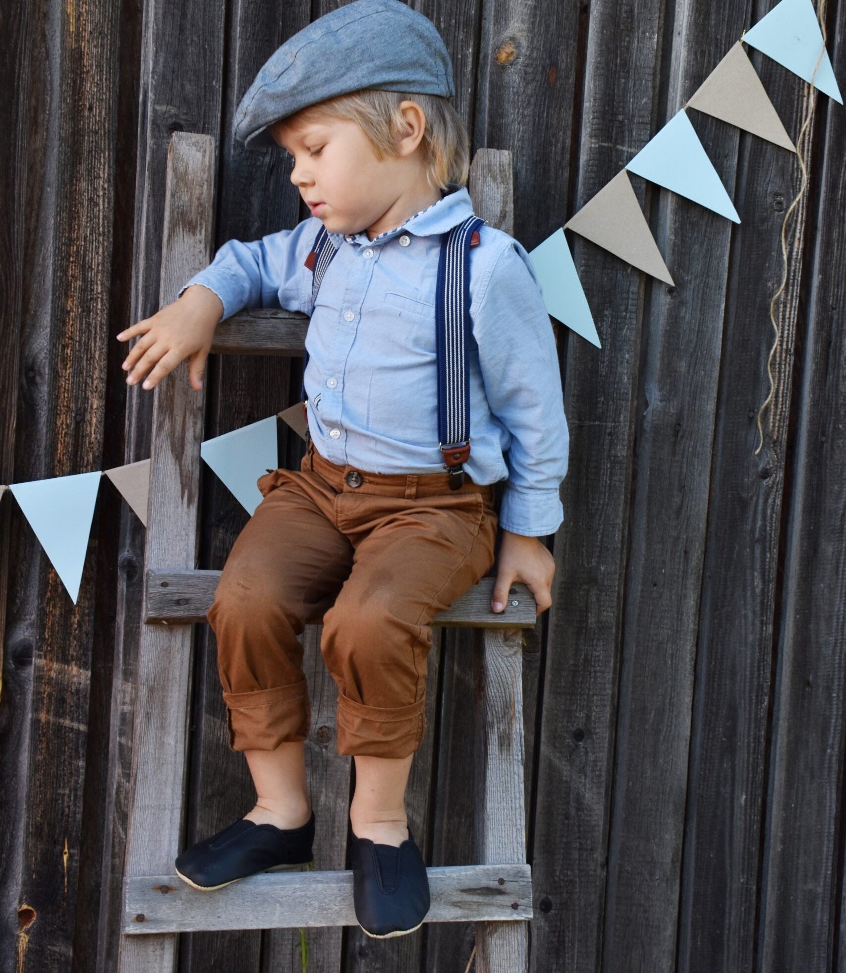 Punsa Kids Barefoot Slippers - Upcycled Leather, Terracota