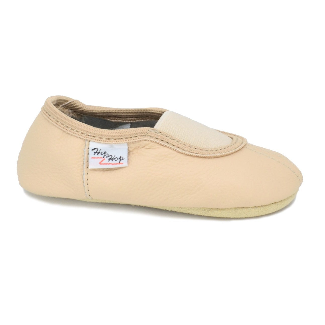 Classic Leather Slippers with Elastic for Kids - Beige