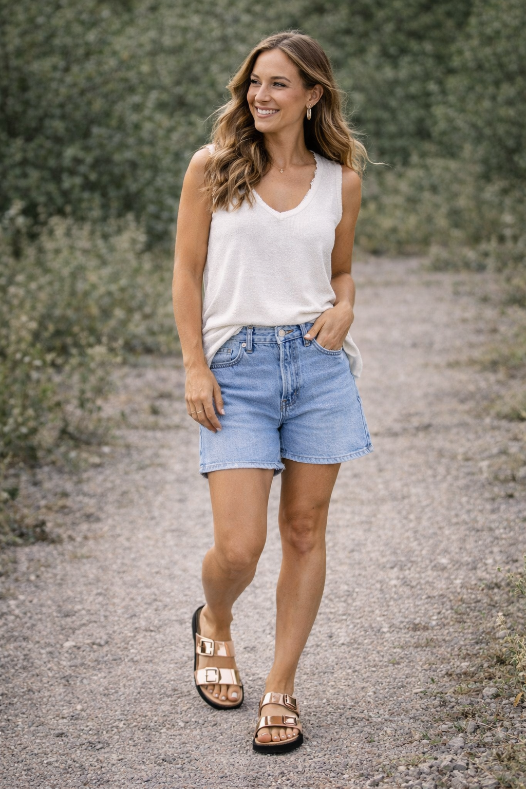 Dame sundhedssandal i ægte læder – Komfortabel og klassisk – Rosa Guld – Meeliku