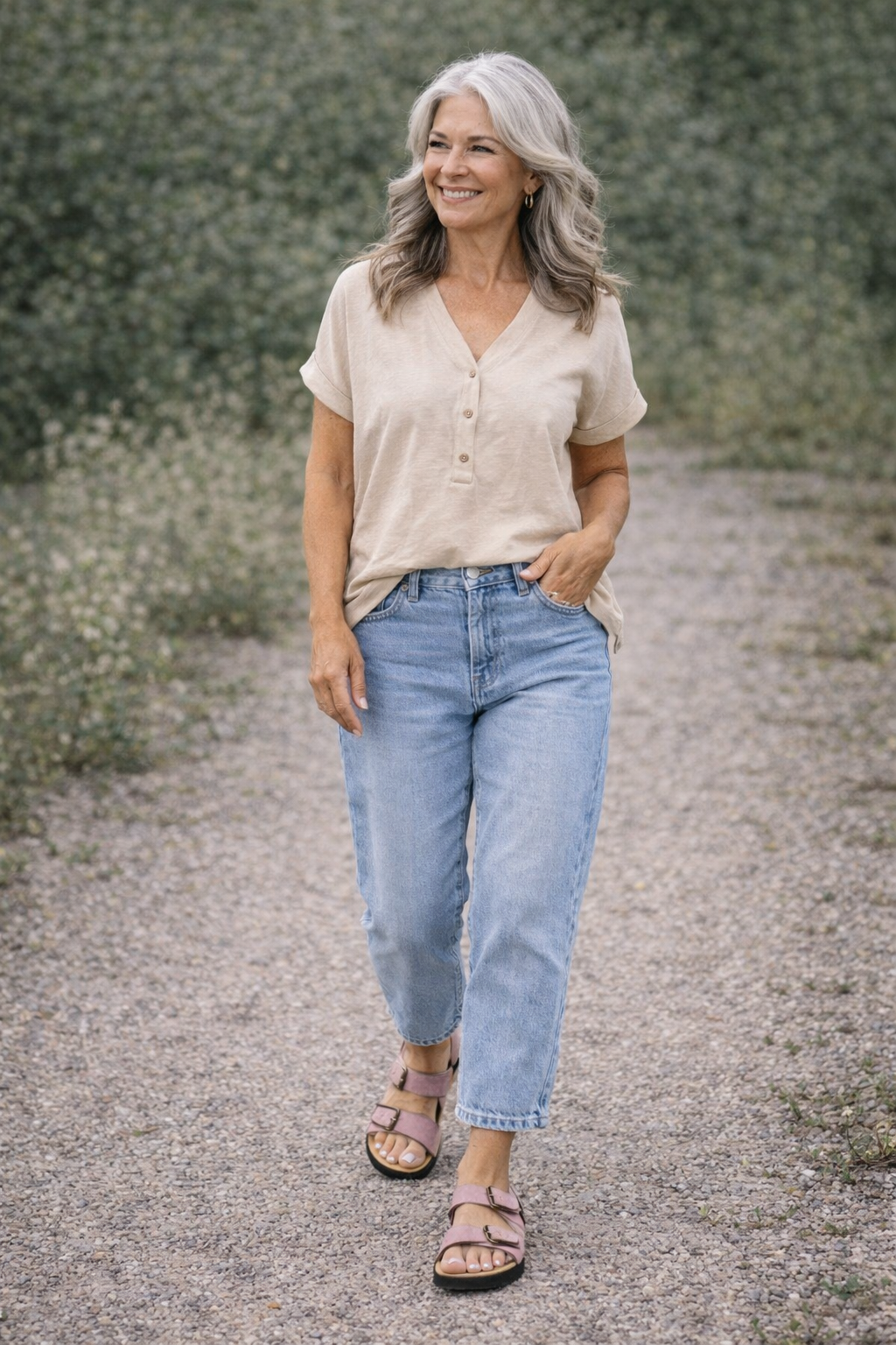 Dame sundhedssandal i ægte læder – Komfortabel og klassisk – Lyserød  – Meeliku