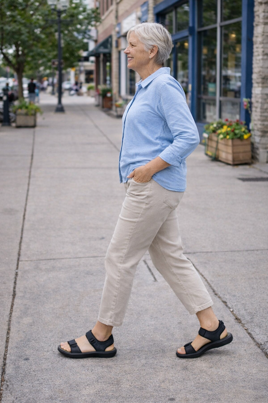 Sporty damesandal i læder – Let og komfortabel – Sort – Liiva