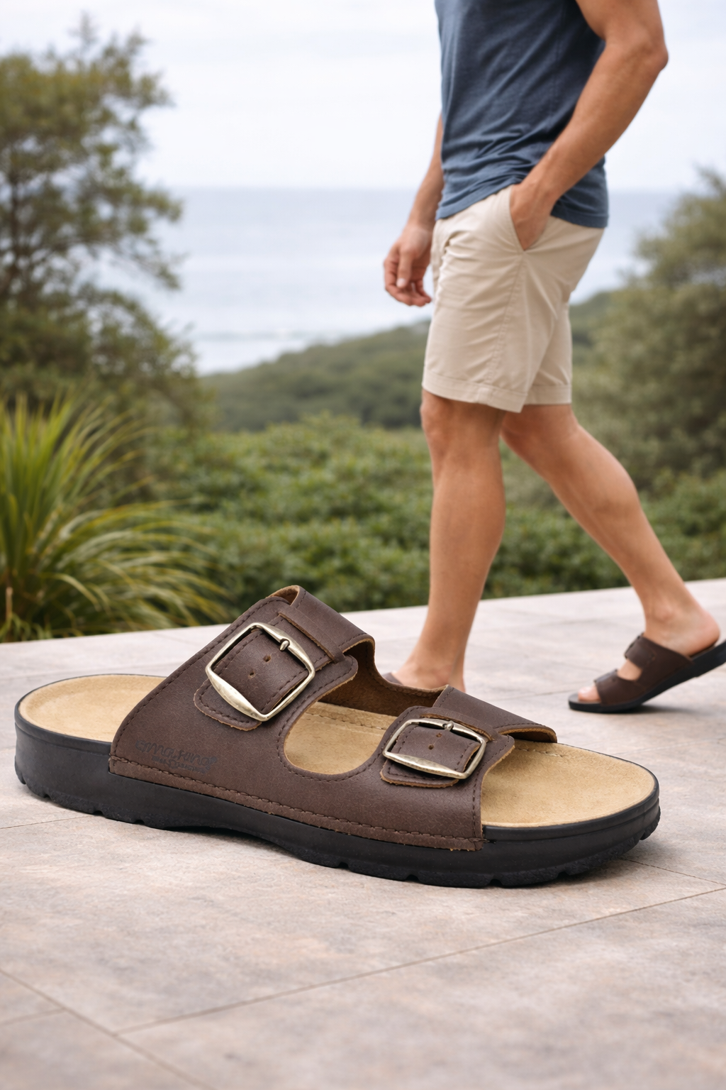 Klassisk herresandal i læder – Komfortabel – Brun – Märt